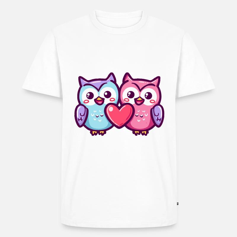 Eule Comic Paar Liebe - Männer Premium Bio T-Shirt - Weiß
