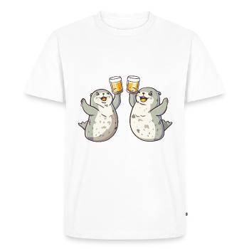 Seal Animal Beer Funny Booze - Men's Premium Organic T-Shirt - white - Front - Nico (187cm)