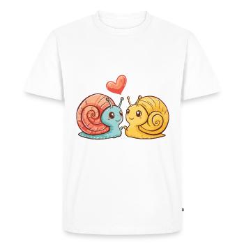 Couple d’escargots amoureux Animal Saint-Valentin - T-shirt Premium bio Homme - blanc - Devant - Nico (187cm)