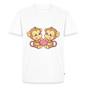 Singe Bande Dessinée Couple Amour - T-shirt Premium bio Homme - blanc - Devant - Nico (187cm)
