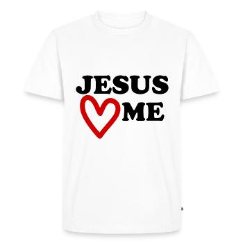 Jésus m’aime le cœur m’aime - T-shirt Premium bio Homme - blanc - Devant - Nico (187cm)