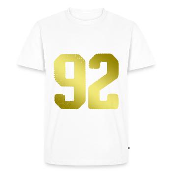 92 Maillot numéro - T-shirt Premium bio Homme - blanc - Devant - Nico (187cm)