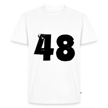48 number - Men's Premium Organic T-Shirt - white - Front - Nico (187cm)