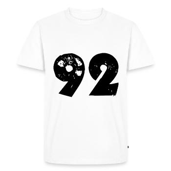 92 number - Men's Premium Organic T-Shirt - white - Front - Nico (187cm)