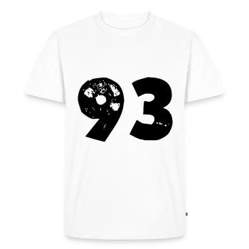 93 Nombre - T-shirt Premium bio Homme - blanc - Devant - Nico (187cm)