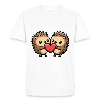 Hérisson Bande Dessinée Couple Amour - T-shirt Premium bio Homme - blanc - Devant - Nico (187cm)