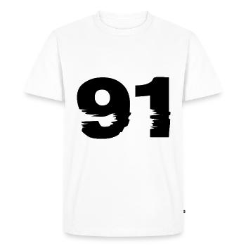 Numéro 91 - T-shirt Premium bio Homme - blanc - Devant - Nico (187cm)