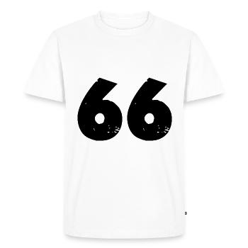 66 number - Men's Premium Organic T-Shirt - white - Front - Nico (187cm)