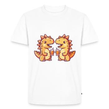 Dinosaure stégosaure bière alcool - T-shirt Premium bio Homme - blanc - Devant - Nico (187cm)