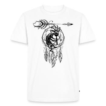 Kokopelli Dreamcatcher 1 en amérindien en filigrane - T-shirt Premium bio Homme - blanc - Devant - Nico (187cm)