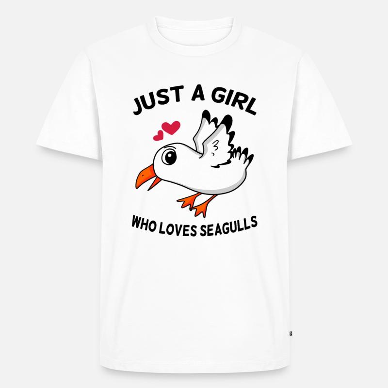 Möwe Liebe Mädchen - Männer Premium Bio T-Shirt - Weiß