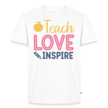 Teach Love Inspire - Men's Premium Organic T-Shirt - white - Front - Nico (187cm)