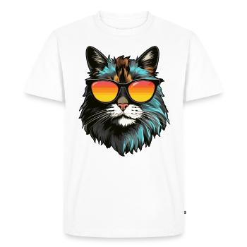 Chat Main-Coon avec lunettes de soleil - T-shirt Premium bio Homme - blanc - Devant - Nico (187cm)