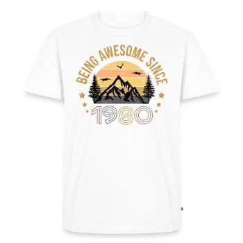 Being Awesome Since 1980 - Gift Idea - Men's Premium Organic T-Shirt - white - Front - Nico (187cm)