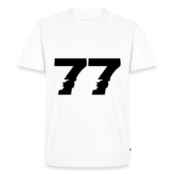 Numéro 77 - T-shirt Premium bio Homme - blanc - Devant - Nico (187cm)