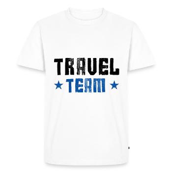 Travel Team - Men's Premium Organic T-Shirt - white - Front - Nico (187cm)