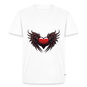 Coeur Ailes Ange Amour - T-shirt Premium bio Homme - blanc - Devant - Nico (187cm)