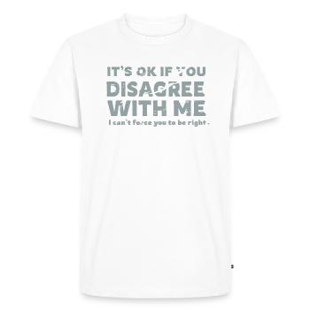 Uenig - Funny shirt med slogan - Herre Premium økologisk T-shirt - hvid - Foran - Nico (187cm)