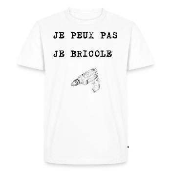 je peux pas je bricole - T-shirt Premium bio Homme - blanc - Devant - Nico (187cm)