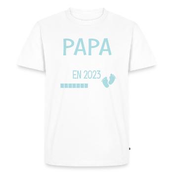 Papa Mécanicien En 2023 cadeau futur papa - T-shirt Premium bio Homme - blanc - Devant - Nico (187cm)