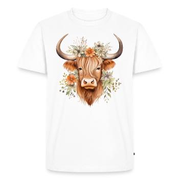 Cute Scottish Highland Cow Farm Animal Lover - Men's Premium Organic T-Shirt - white - Front - Nico (187cm)