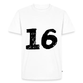 16 Maillot numéro - T-shirt Premium bio Homme - blanc - Devant - Nico (187cm)