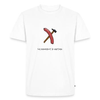 saucisse et marteau - T-shirt Premium bio Homme - blanc - Devant - Nico (187cm)