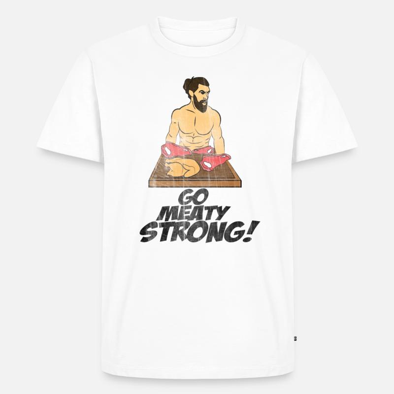 Fleisch stark - Männer Premium Bio T-Shirt - Weiß