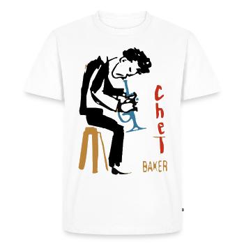 Chet Baker trompette - T-shirt Premium bio Homme - blanc - Devant - Nico (187cm)