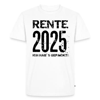 Pension 2025 Cadeau Pension 2025 Retraite Grand-père Grand-mère - T-shirt Premium bio Homme - blanc - Devant - Nico (187cm)