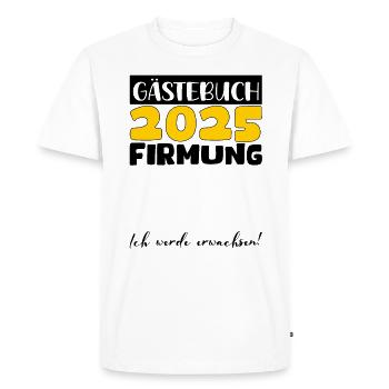 Confirmation 2025 Livre d’or Cadeau Fille Garçons - T-shirt Premium bio Homme - blanc - Devant - Nico (187cm)