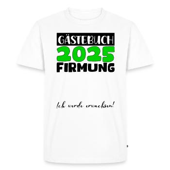 Confirmation 2025 Livre d’or Cadeau Fille Garçons - T-shirt Premium bio Homme - blanc - Devant - Nico (187cm)