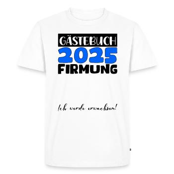 Confirmation 2025 livre d'or cadeau filles garçons - T-shirt Premium bio Homme - blanc - Devant - Nico (187cm)