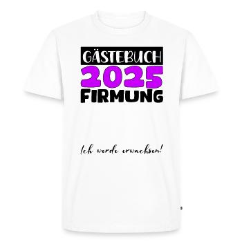 Confirmation 2025 livre d'or cadeau filles garçons - T-shirt Premium bio Homme - blanc - Devant - Nico (187cm)