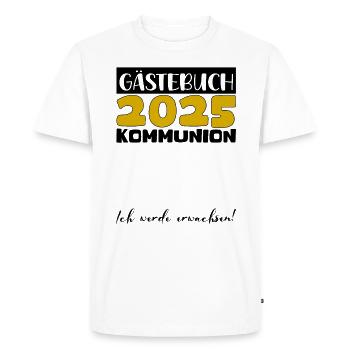 Communion 2025 Livre d’or Cadeau Fille Garçons - T-shirt Premium bio Homme - blanc - Devant - Nico (187cm)