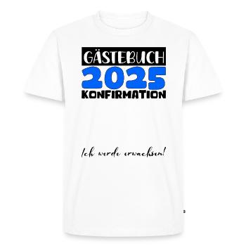 Confirmation 2025 Livre d’or Décoration Filles Garçons - T-shirt Premium bio Homme - blanc - Devant - Nico (187cm)