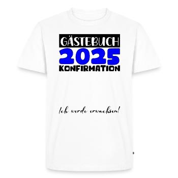 Confirmation 2025 Livre d’or Décoration Filles Garçons - T-shirt Premium bio Homme - blanc - Devant - Nico (187cm)