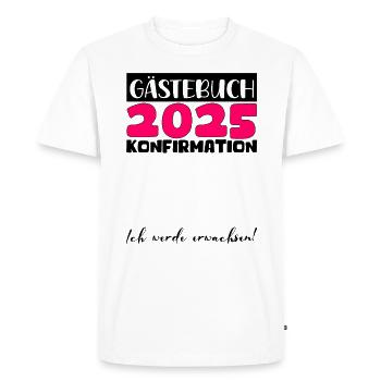 Confirmation 2025 Livre d’or Décoration Filles Garçons - T-shirt Premium bio Homme - blanc - Devant - Nico (187cm)