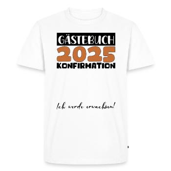 Confirmation 2025 décoration livre d'or filles garçons - T-shirt Premium bio Homme - blanc - Devant - Nico (187cm)