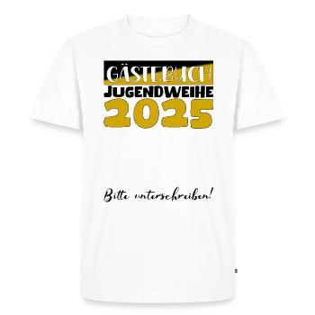 Consécration des jeunes 2025 Livre d'or Cadeau Filles Garçons - T-shirt Premium bio Homme - blanc - Devant - Nico (187cm)