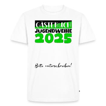 Consécration des jeunes 2025 Livre d'or Cadeau Filles Garçons - T-shirt Premium bio Homme - blanc - Devant - Nico (187cm)