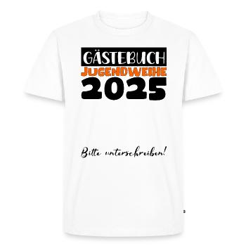 Consécration des jeunes 2025 Livre d'or Cadeau Filles Garçons - T-shirt Premium bio Homme - blanc - Devant - Nico (187cm)