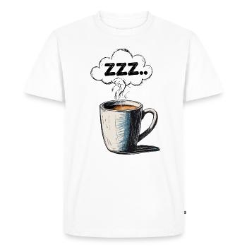 Le café d’abord, puis la parole. ZZZ... Concevoir - T-shirt Premium bio Homme - blanc - Devant - Nico (187cm)