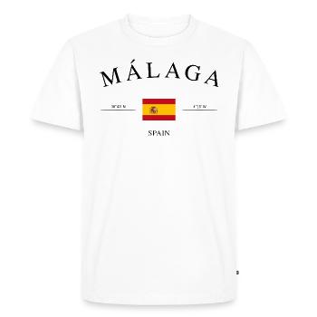 Malaga, Espagne – Souvenir et cadeau de vacances - T-shirt Premium bio Homme - blanc - Devant - Nico (187cm)