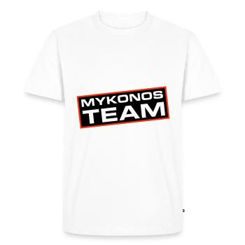 L’équipe de Mykonos - T-shirt Premium bio Homme - blanc - Devant - Nico (187cm)