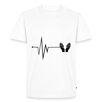 Hands Pulse - Men's Premium Organic T-Shirt - white - Front - Nico (187cm)