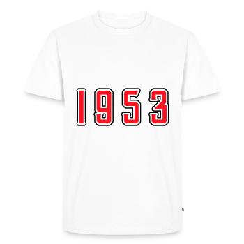 1953 anniversaire - T-shirt Premium bio Homme - blanc - Devant - Nico (187cm)