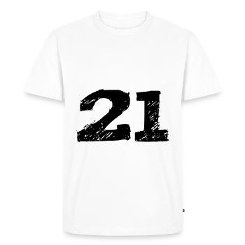 21 Maillot numéro - T-shirt Premium bio Homme - blanc - Devant - Nico (187cm)