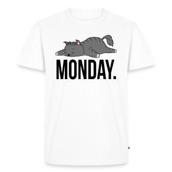 Cat Monday en disant cadeau de paresse travail de geek - T-shirt Premium bio Homme - blanc - Devant - Nico (187cm)