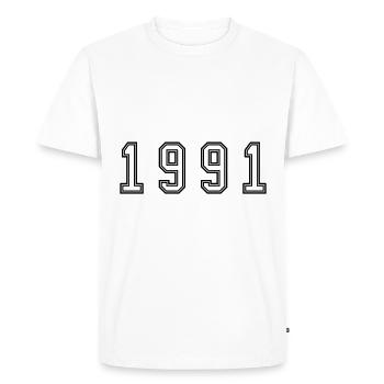 1991 Year Number - Men's Premium Organic T-Shirt - white - Front - Nico (187cm)